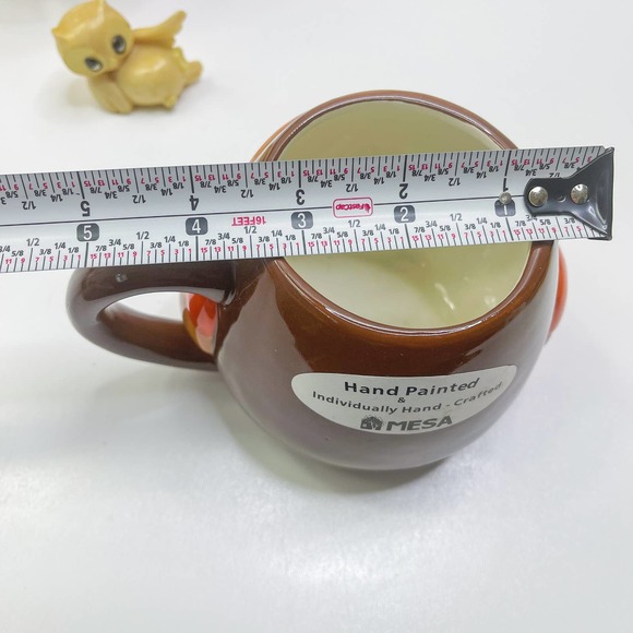 Mesa Home Products Coffee Mug 3D Owl Hand Painted Orange Brown 16 Oz Adorable! - Picture 6 of 9